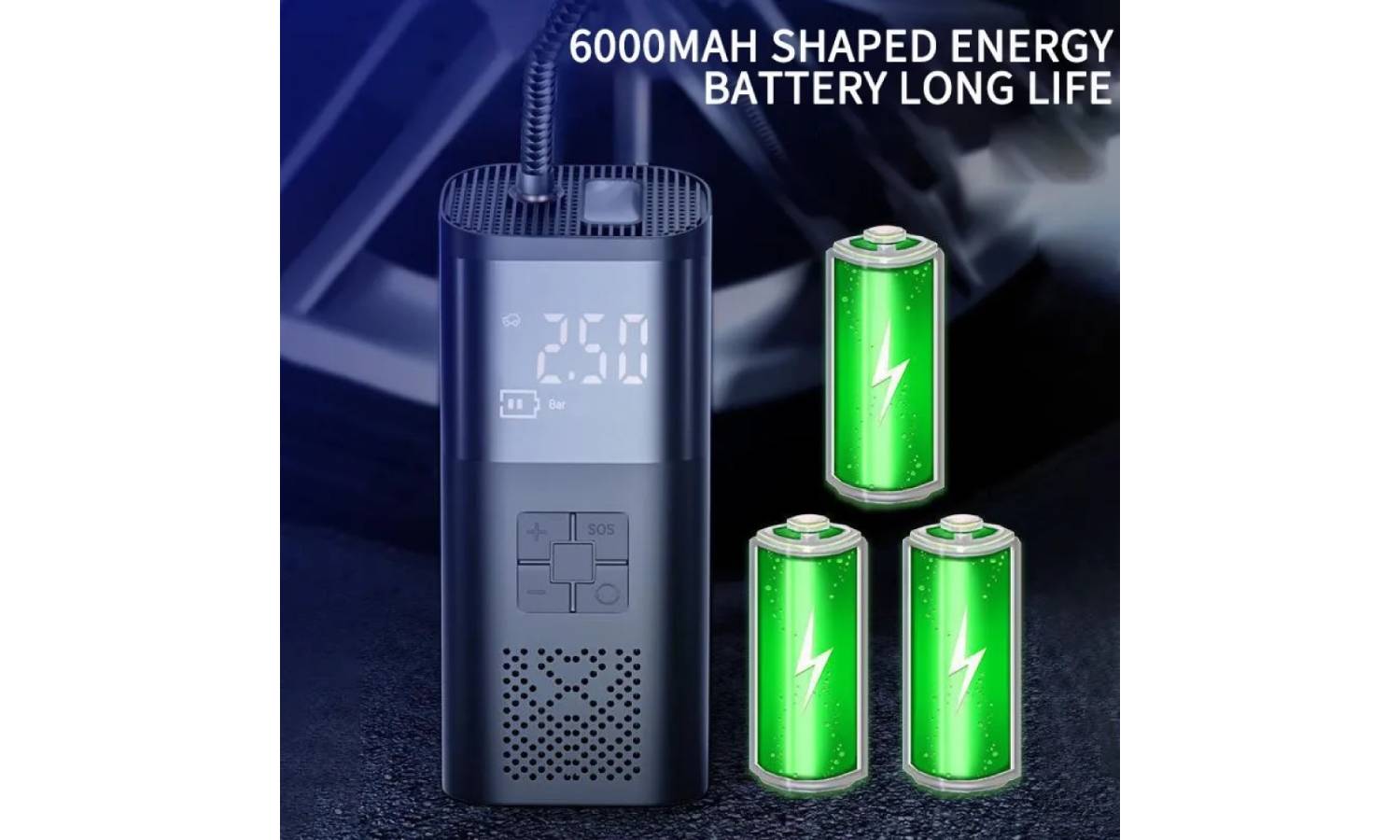 Электронасос DN VC-027 6000mAh 150PSI USB-C, Power Bank 3