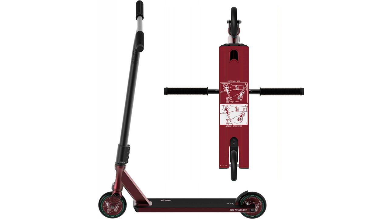 Фотография Трюковой самокат North Scooters Switchblade - Wine Red/Black  Red