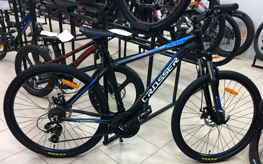 Фотографія Велосипед Crosser Thomas 26" розмір М рама 17 2021 Чорно-синій 7