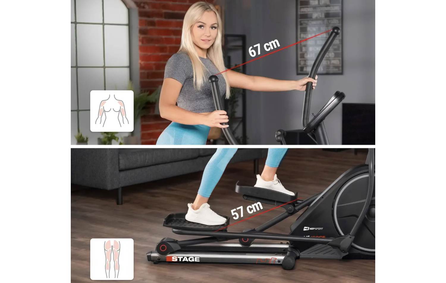 Орбітрек Hop-Sport HS-160CF Stage електромагнітний сірий 4