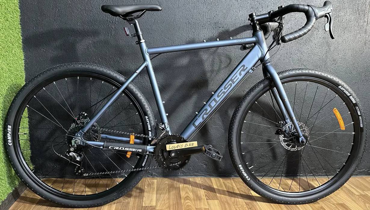 Фотография Велосипед Crosser Gravel NORD 2x8 28" размер L рама 21 2024 Серый