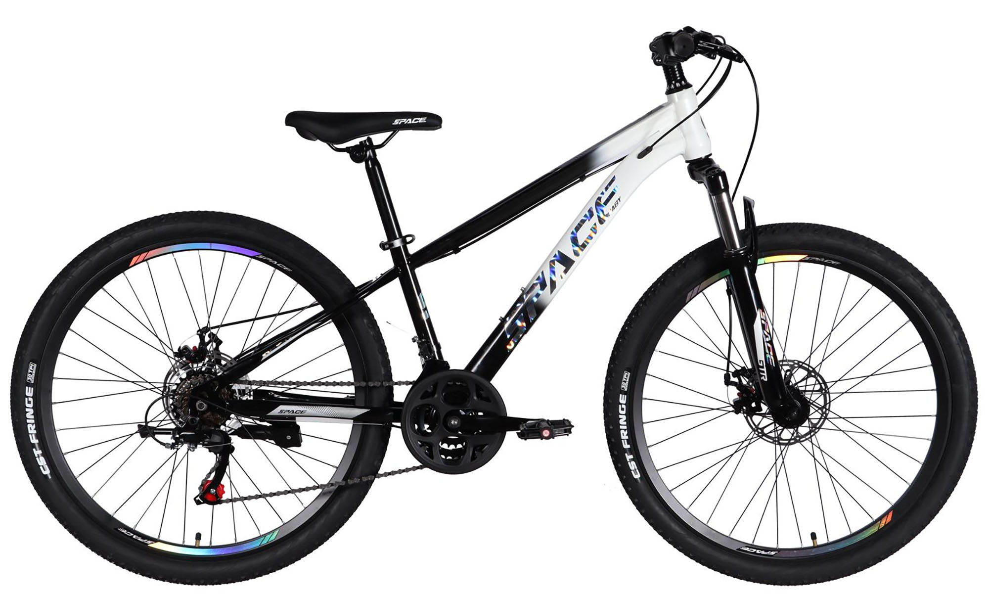 Велосипед SPACE MARS DD FR 26", размер XS, рама-13", год 2026, черный с белым Велосипед SPACE MARS DD FR 26", размер XS, рама-13", год 2026, черный с белым