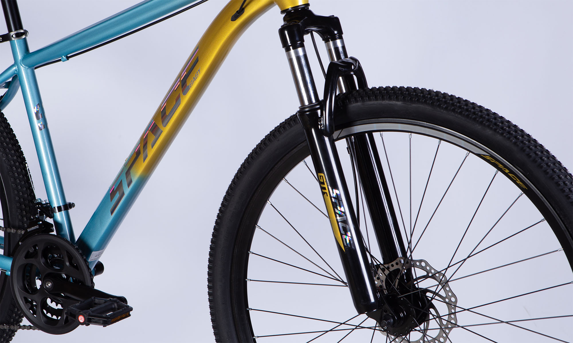 Велосипед SPACE MARS DD FR, 29", ST, рама-18", 2025, золотисто-голубой 3