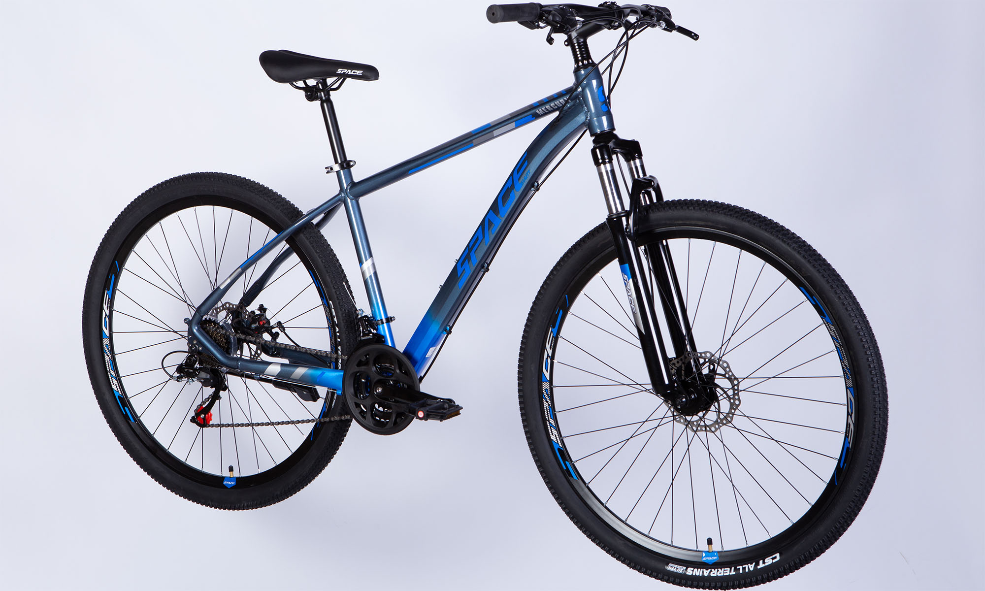 Велосипед SPACE MERCURY DD FR 29", размер M, рама-18", год 2026, серо-синий 2