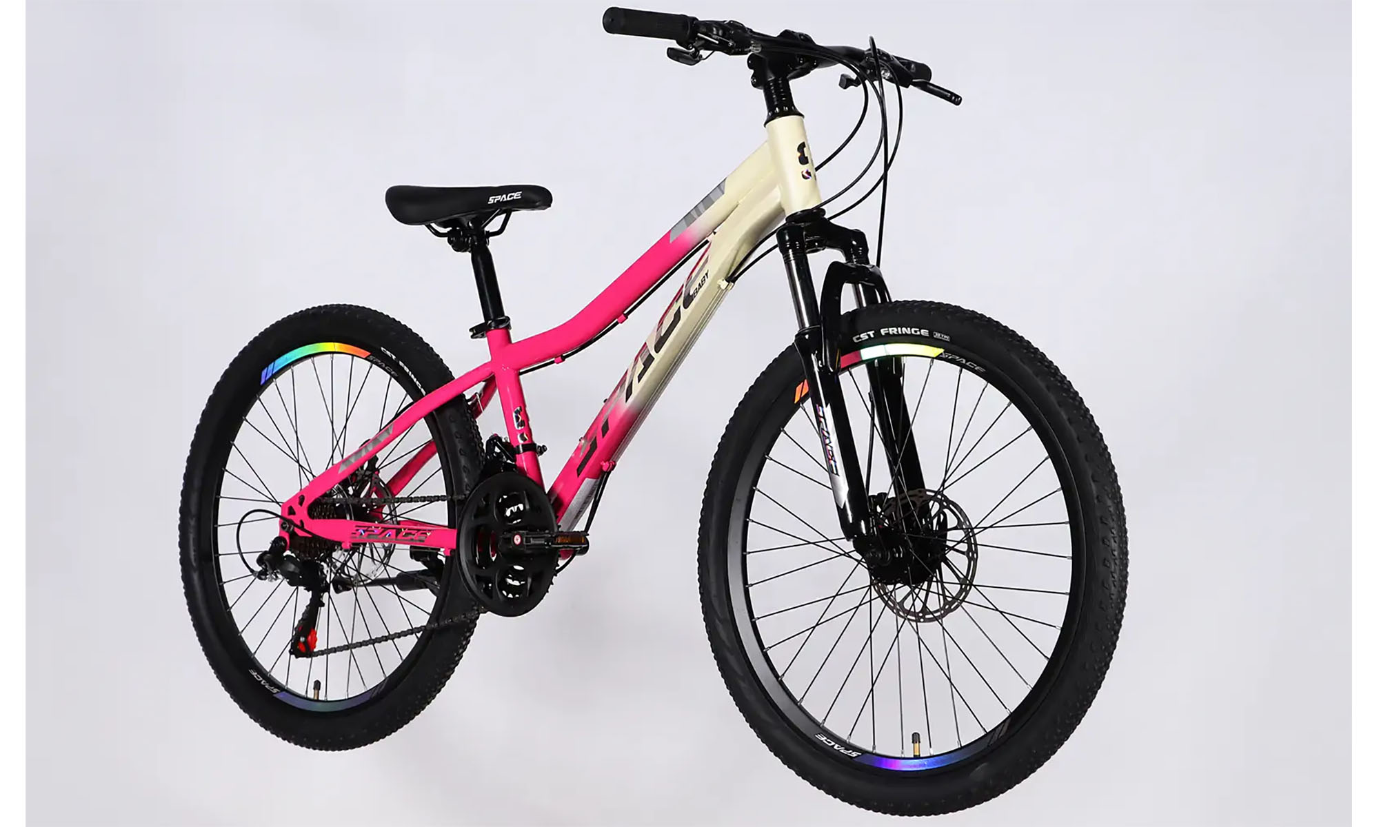 Велосипед SPACE AURORA DD FR 24", размер XXS, рама-12", год 2026, бело-розовый 3