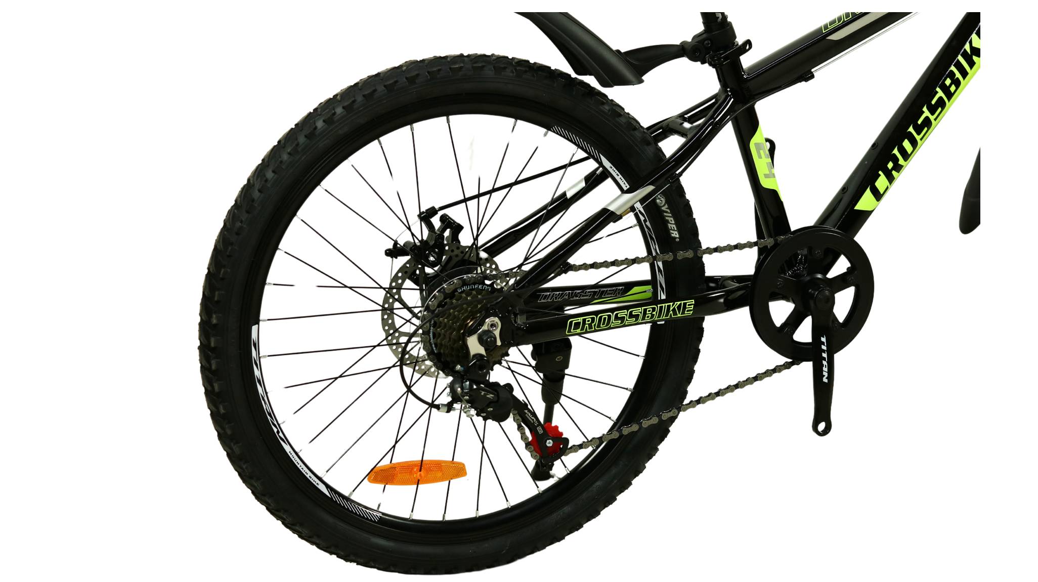 Велосипед Crossbike Dragster Rigid 24", розмір XXS рама 11" (2024), Чорно-зелений 2