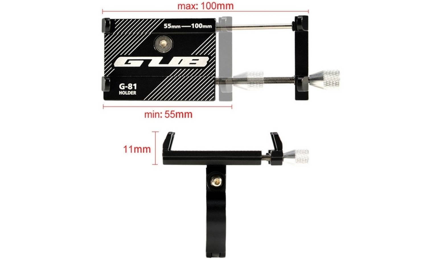 Держатель для смартфонов GUB G-81, алюминий, черный 3