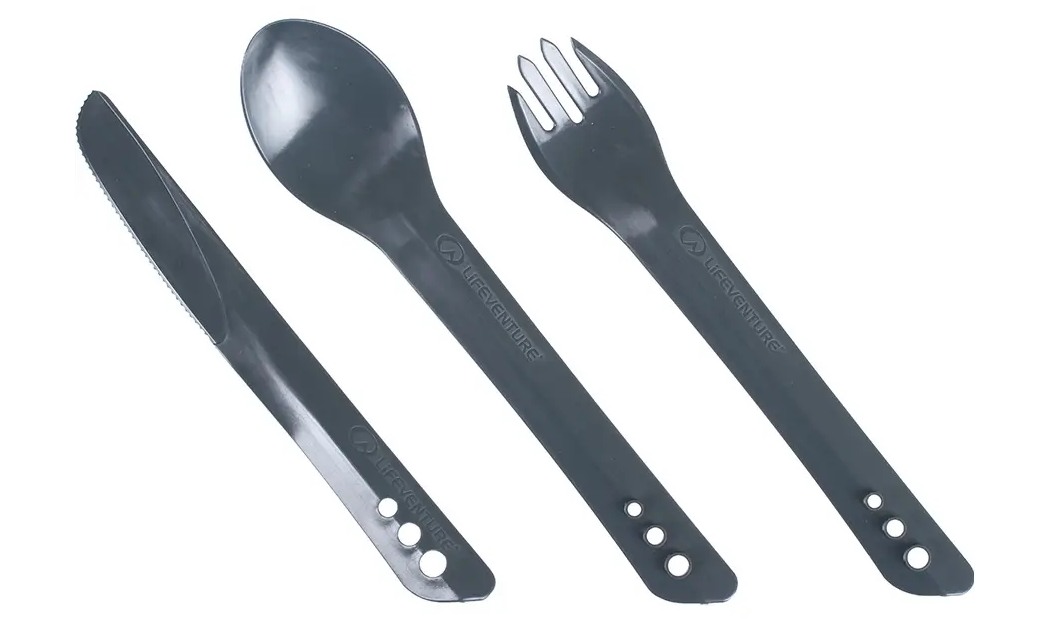 Фотография Вилка, ложка, нож туристические Lifeventure Ellipse Cutlery graphite