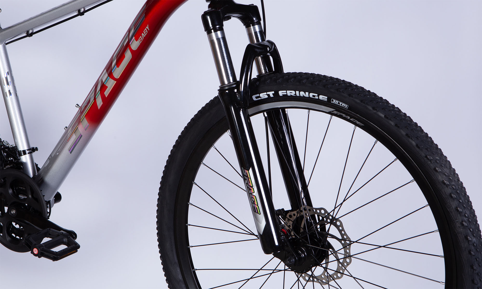 Велосипед SPACE PHAETON DD FR, 27.5", AL, размер L, рама-19", 2025, серебристо-красный 6 Велосипед SPACE PHAETON DD FR, 27.5", AL, размер L, рама-19", 2025, серебристо-красный 6