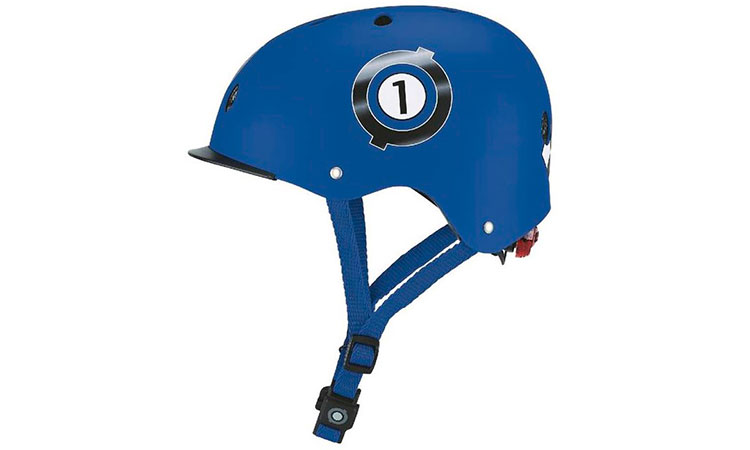 Шлем защитный детский GLOBBER Гонки с фонариком размер S (48-53 см), Синий