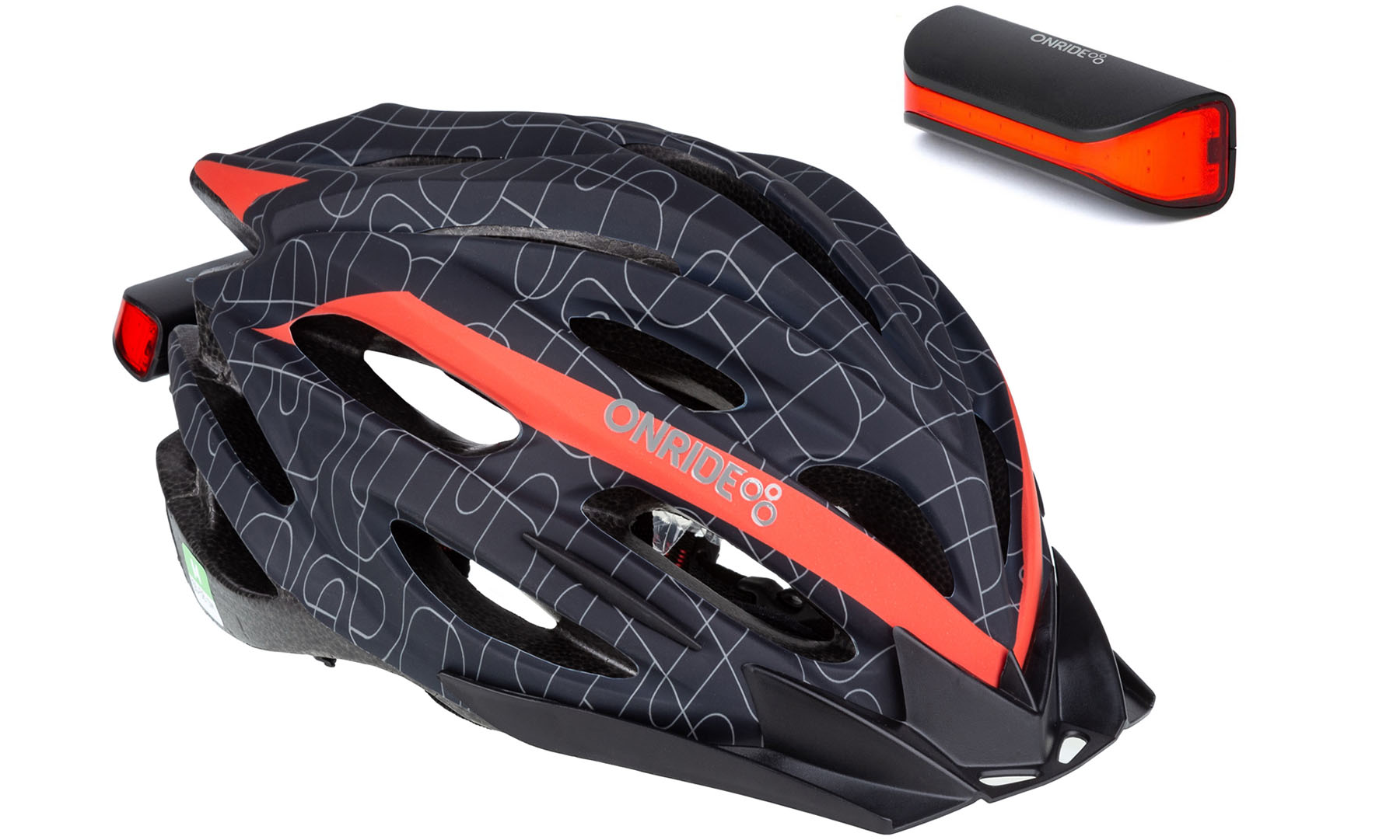 Фотография Шлем ONRIDE Grip черный/красный M (55-58 см) + Мигалка ONRIDE Slit