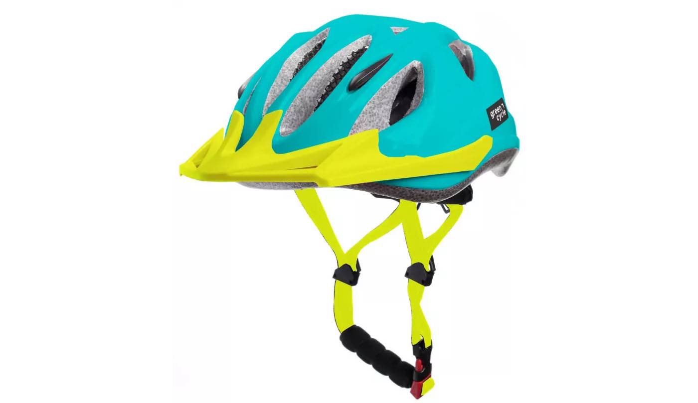 Шолом дитячий Green Cycle ROWDY розмір 50-54см бірюзово-жовтий лак 