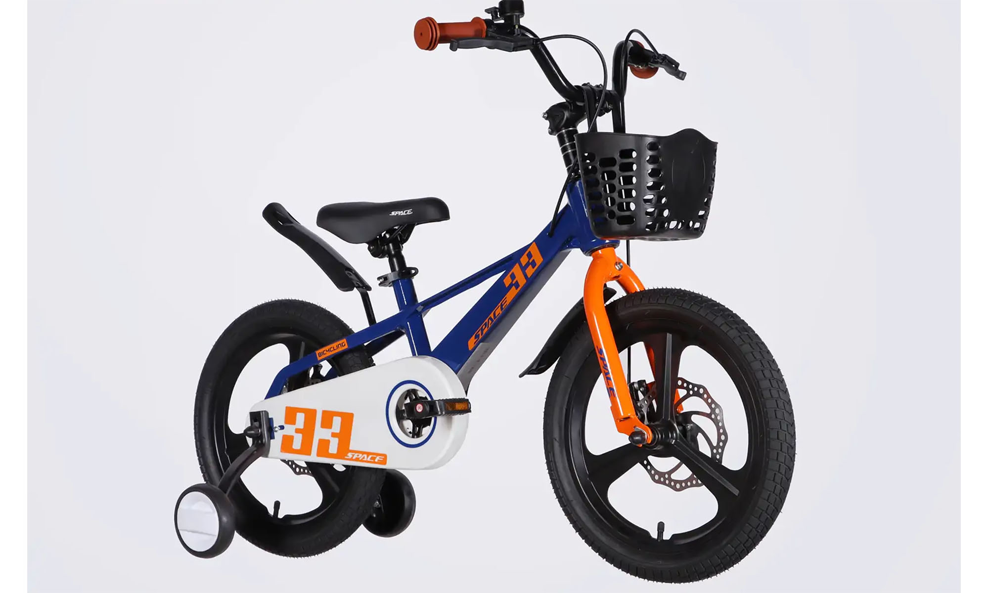 Велосипед SPACE KID ORION DD 16", размер XXS, рама-9", год 2026, синий с оранжевым 3
