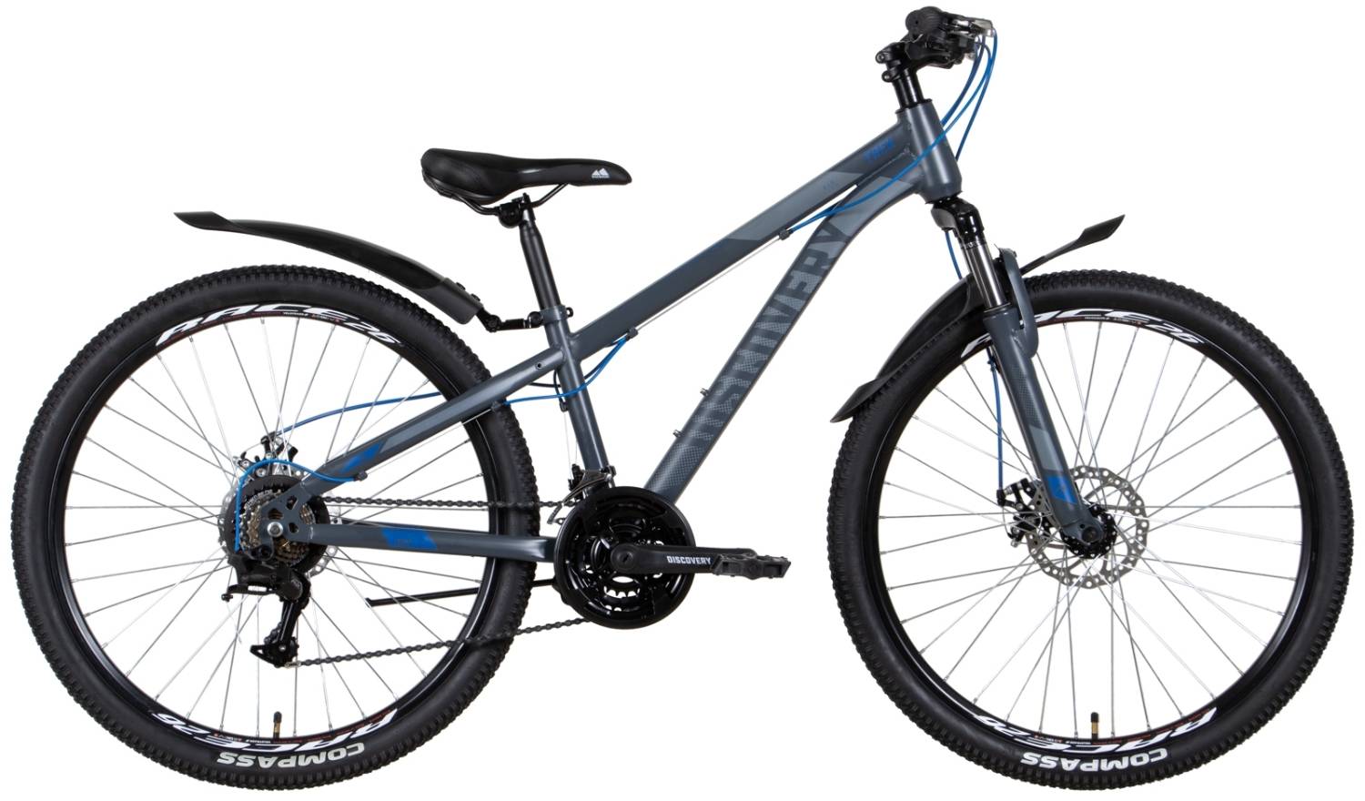 Фотография Велосипед Discovery TREK AM DD 26" размер XS рама 13 2022 Серо-синий