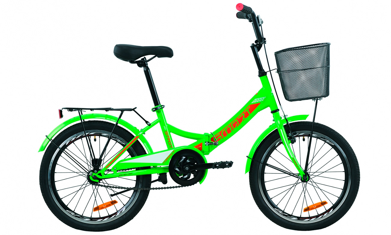 Фотография Велосипед Formula SMART с корзиной 20" (2020) 2020 Зелено-красный 