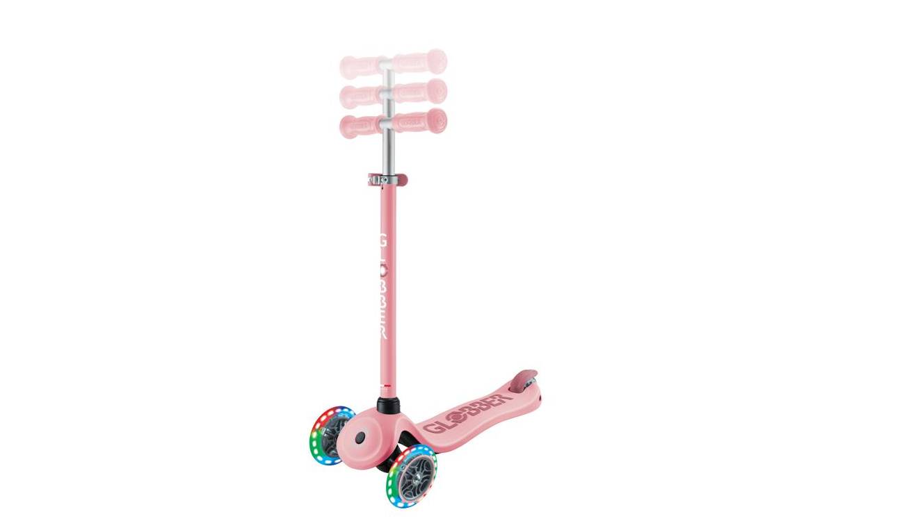 Фотография Самокат GLOBBER GO UP SPORTY со светящимися колёсами, пастельный розовый, 1+ 4