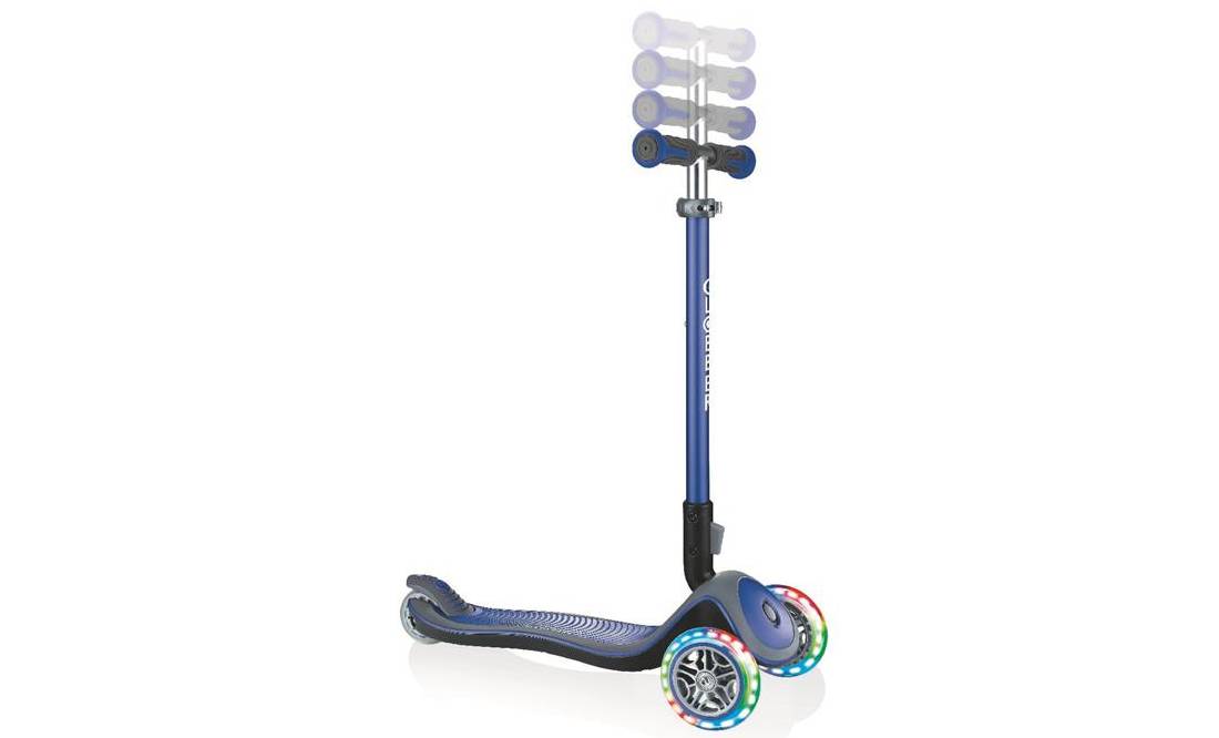Самокат GLOBBER ELITE DELUXE синий, колеса c подсветкой, 50кг, 3+ 3