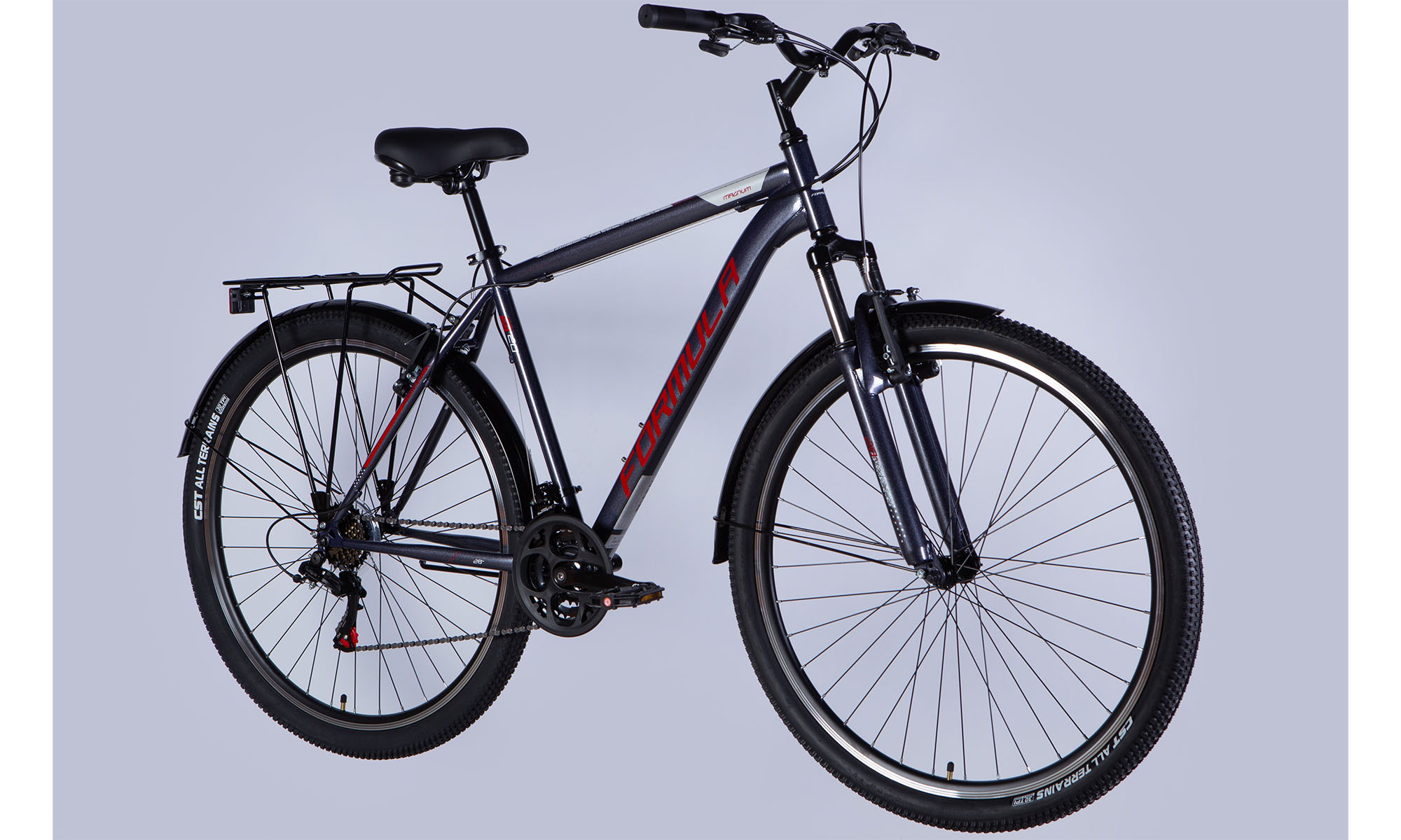 Велосипед Formula MAGNUM DD FR 28", розмір L, рама 20,5", 2025, темно-сріблястий з червоним 3