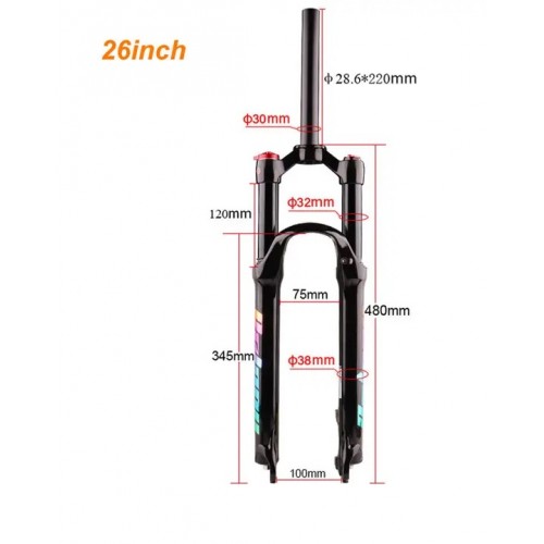 Вилка Bolany 26" Disc 1-1/8" воздушная, Черная 6