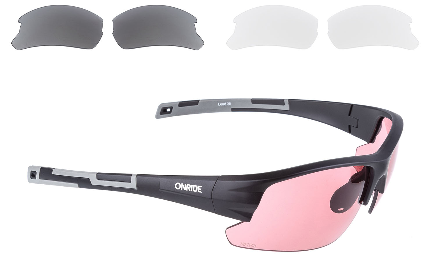Фотографія Окуляри ONRIDE Lead 30 матово-чорні з лінзами димчастими (17%); HD pink (37%); прозорими (100%)
