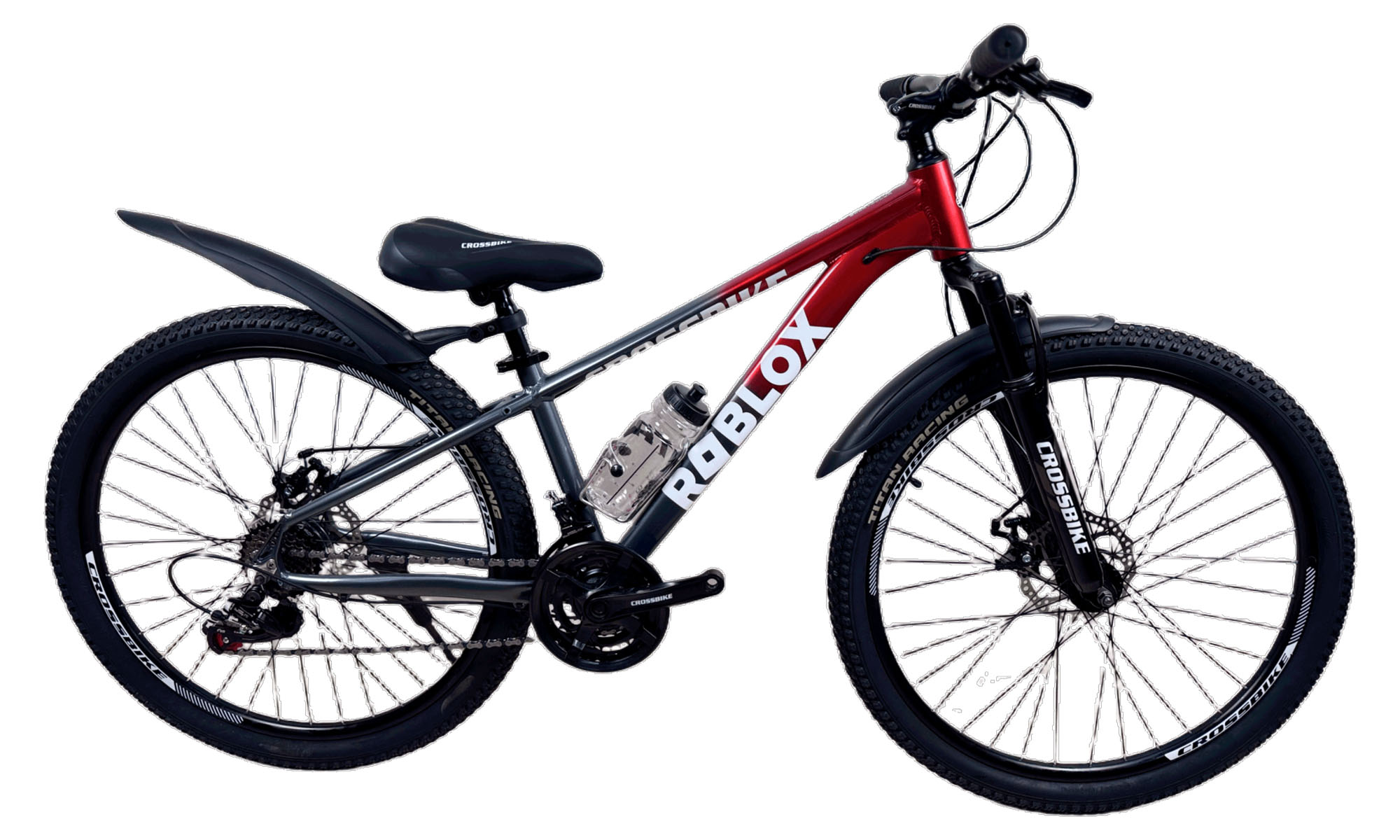 Велосипед CrossBike Roblox 24", размер XXS, рама 11", год 2026, Красный-Серый 