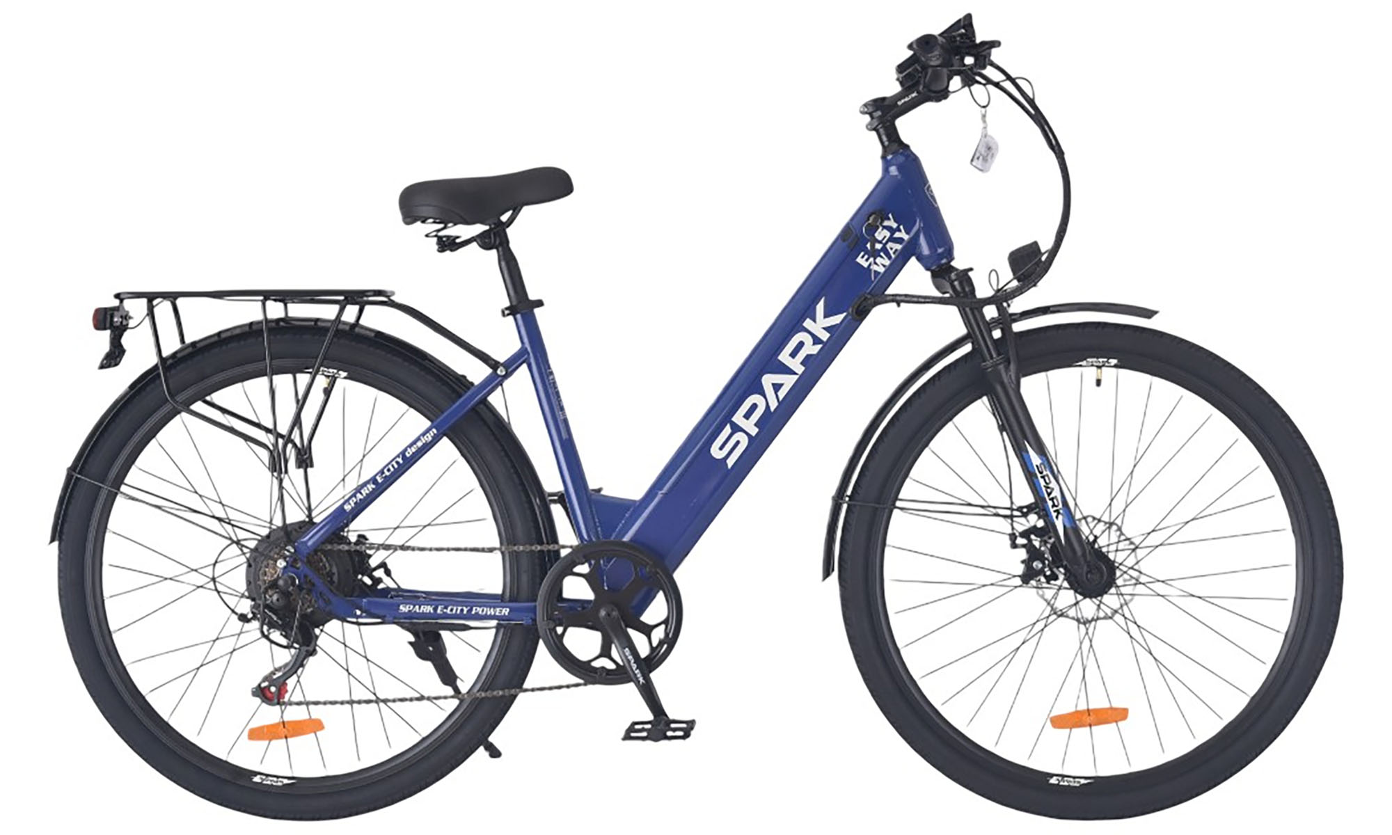 Велосипед с электромотором SPARK E-CITY EASY WAY 28", размер M, рама 18", 48V/500W/12,5Ah, год 2026, синий 