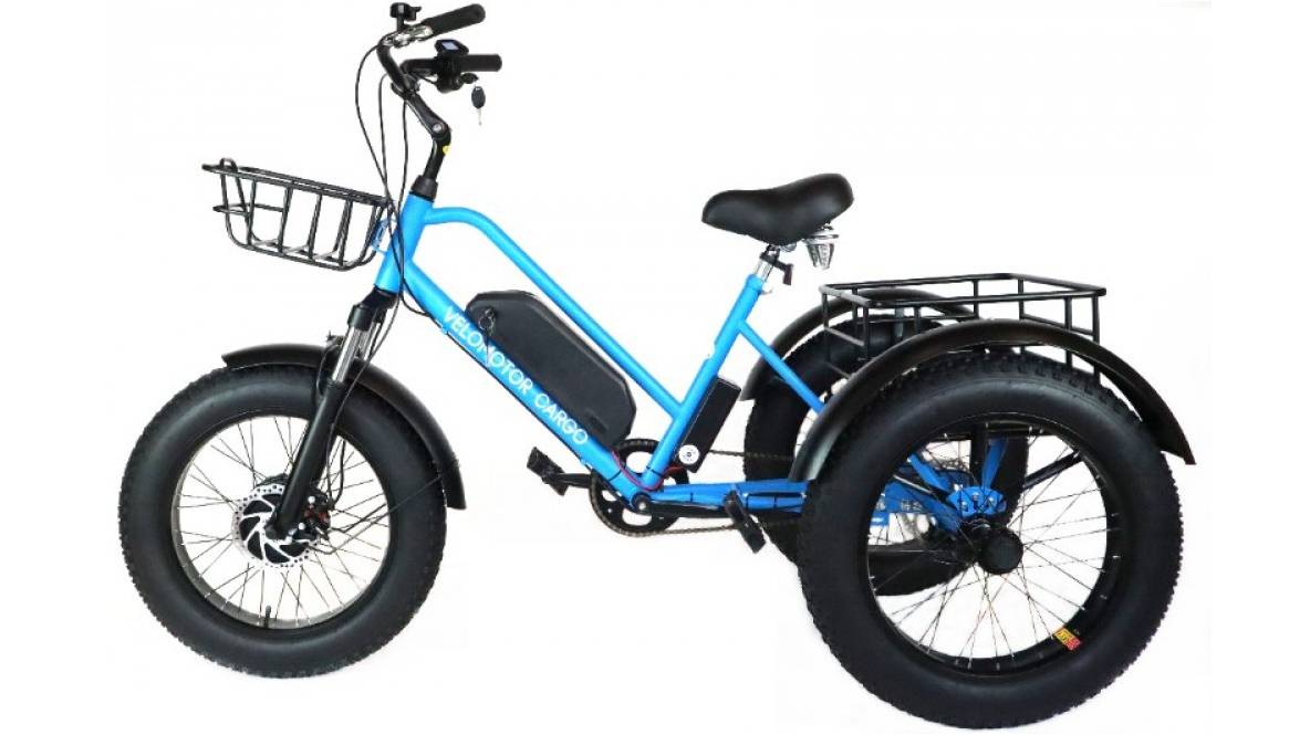 Фотографія Триколісний електровелосипед VELOMOTOR CARGO 500W 48V 15Ah синій 2