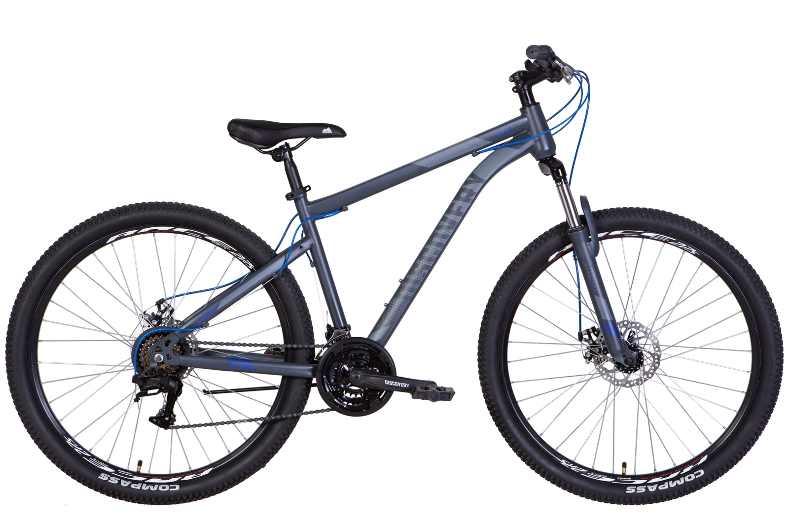 Фотография Велосипед Discovery TREK AM DD 27,5" размер L рама 19,5" 2022 Серо-синий