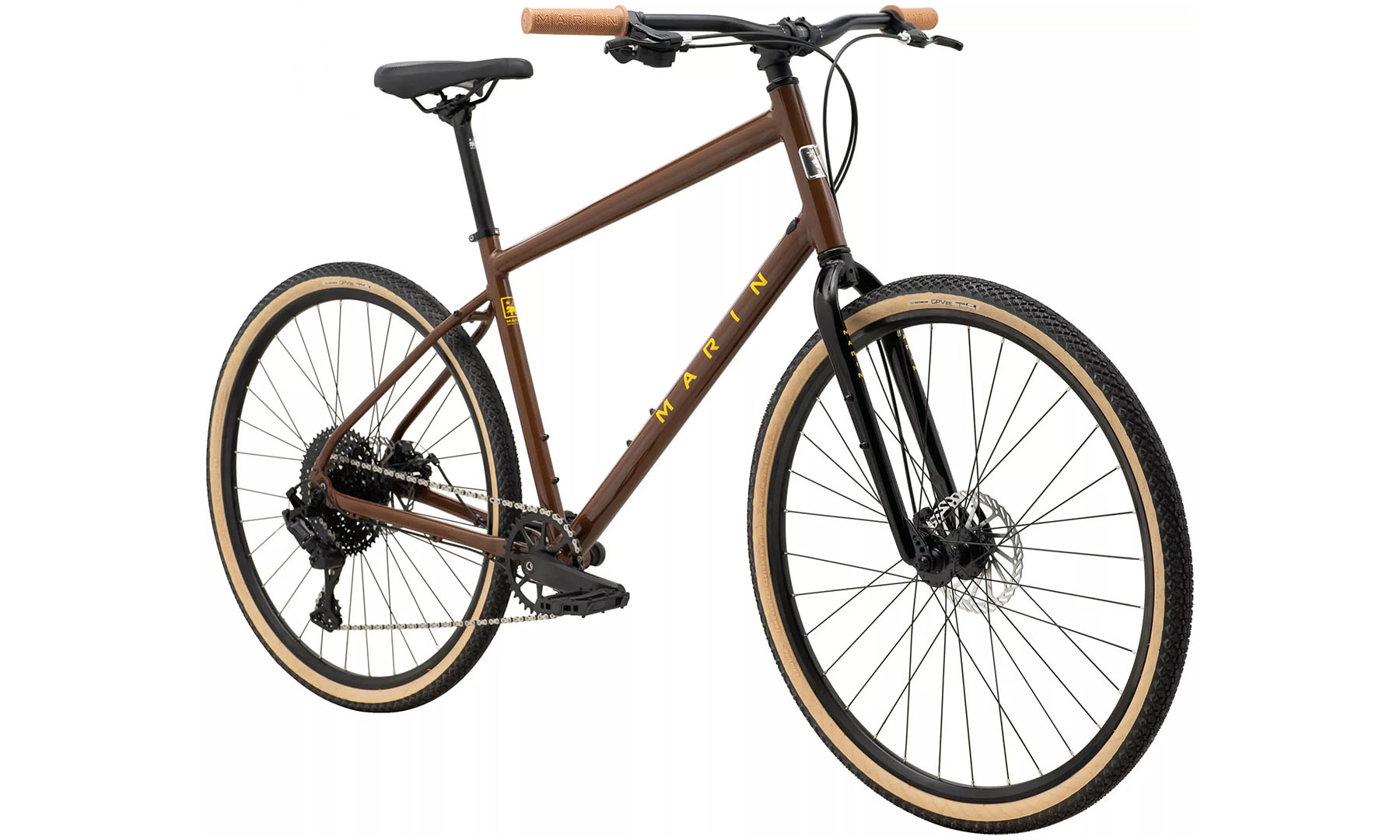 Велосипед Marin Kentfield 2 28" рама S 2024 Gloss Brown/Black/Yellow 3