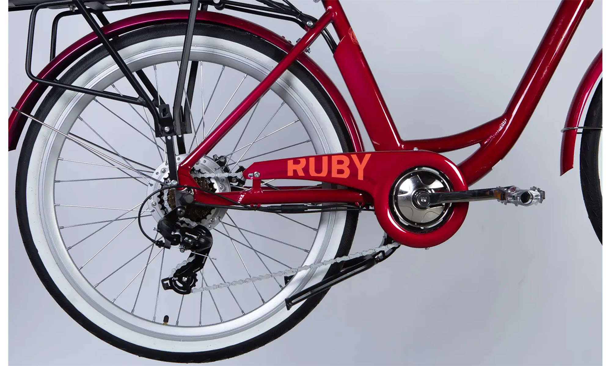 Велосипед з електроприводом Dorozhnik eRUBY DD FR 26", розмір M, рама-17", 36B, 13А*г, 500Вт, рік 2026, бордовий 4