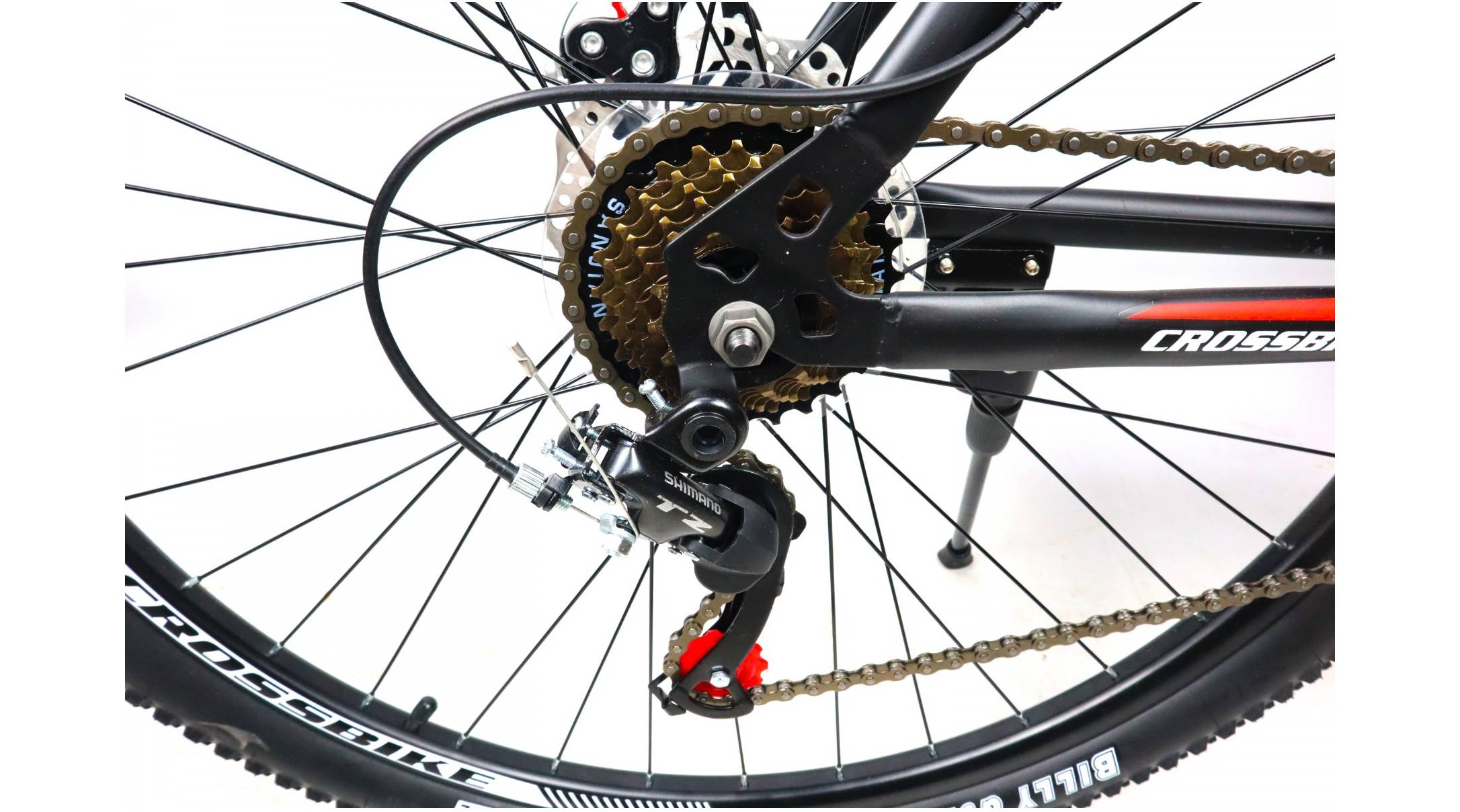 Велосипед CrossBike Racer 27.5", розмір M рама 17" (2023), Чорний-Червоний 3