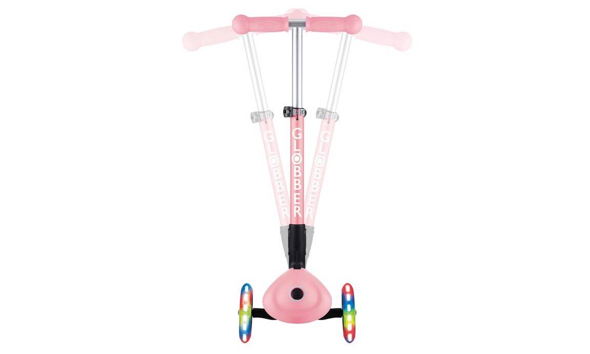Самокат GLOBBER серії JUNIOR FOLDABLE FANTASY LIGHTS пастельно-рожевий з квітами, 2+ 5 Самокат GLOBBER серії JUNIOR FOLDABLE FANTASY LIGHTS пастельно-рожевий з квітами, 2+ 5