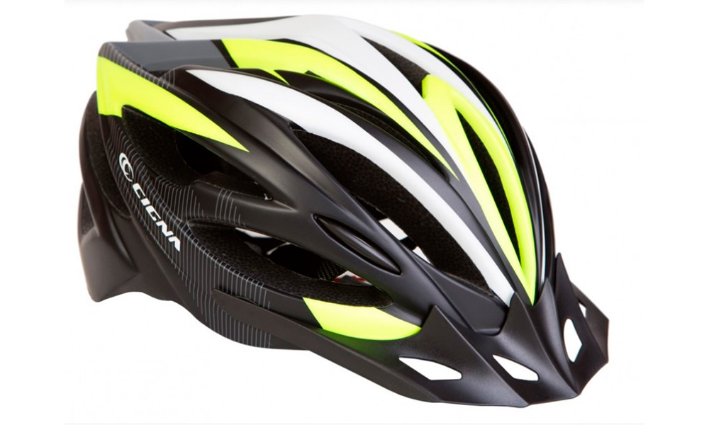 Фотография Шлем велосипедный CIGNA WT-068, размер М (54-57 см)  Черно-салатовый