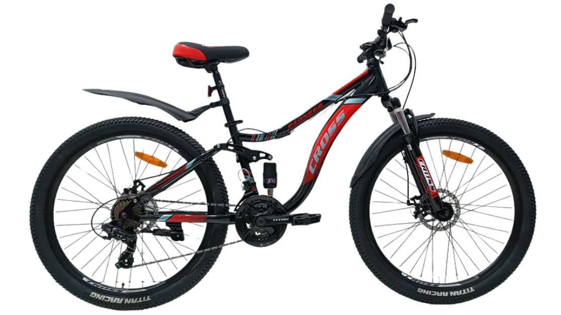 Фотография Велосипед Cross Pioneer 26", размер XS рама 14" (2024), Черно-красный