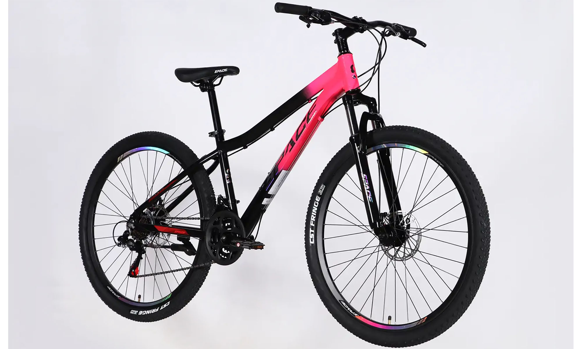 Велосипед SPACE LYRA DD FR, 27.5", размер S, рама 15", рік 2026, рожево-чорний 3 Велосипед SPACE LYRA DD FR, 27.5", размер S, рама 15", рік 2026, рожево-чорний 3