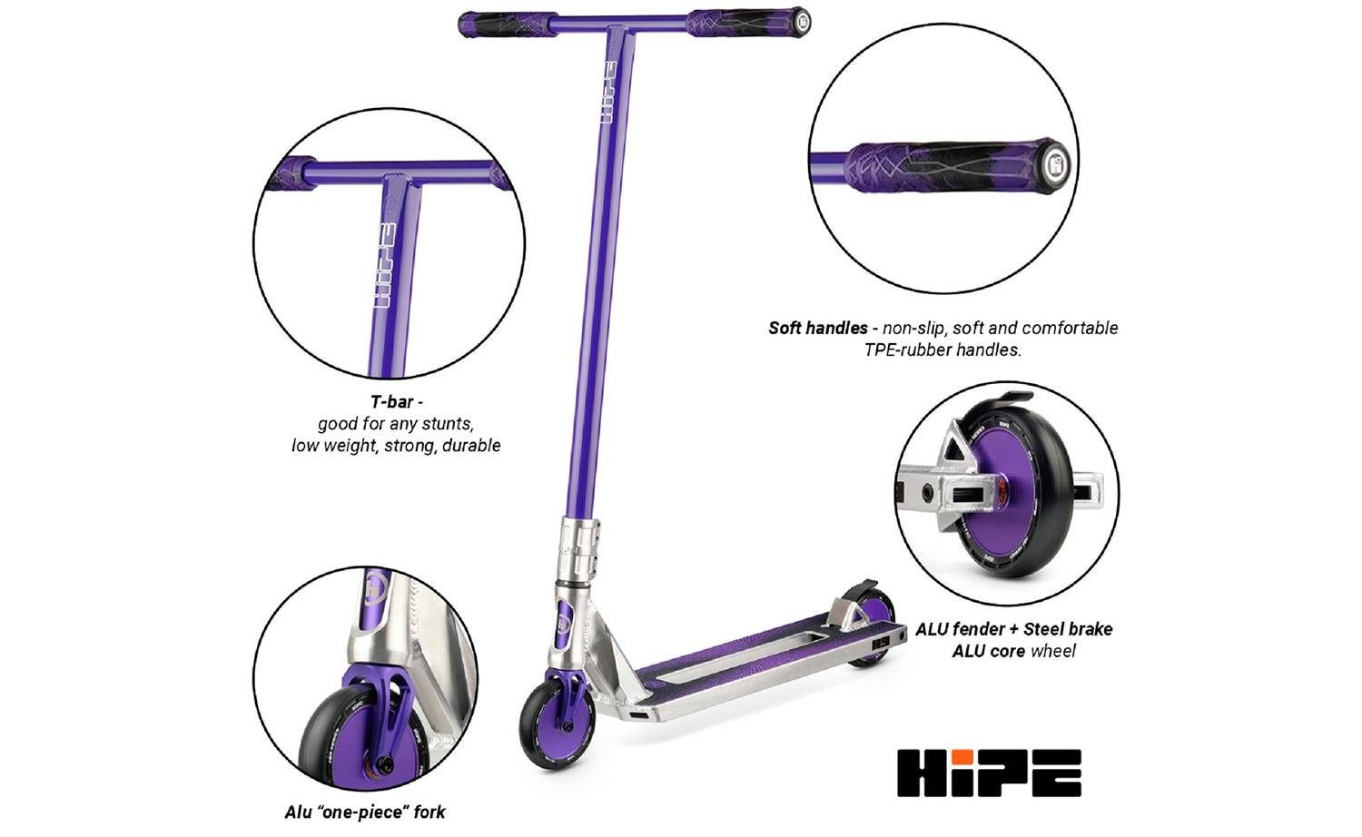 Самокат трюковый Hipe H9 Raw/Violet 3