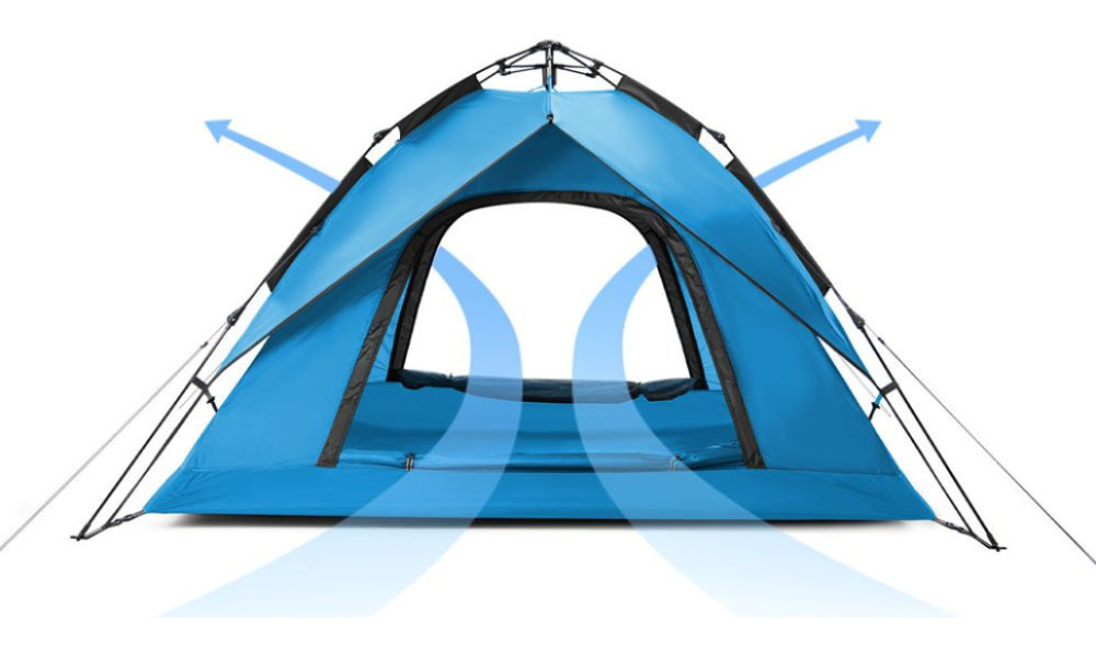 Фотография Палатка четырехместная автоматическая Naturehike Automatic IV (NH21ZP008) голубая 4
