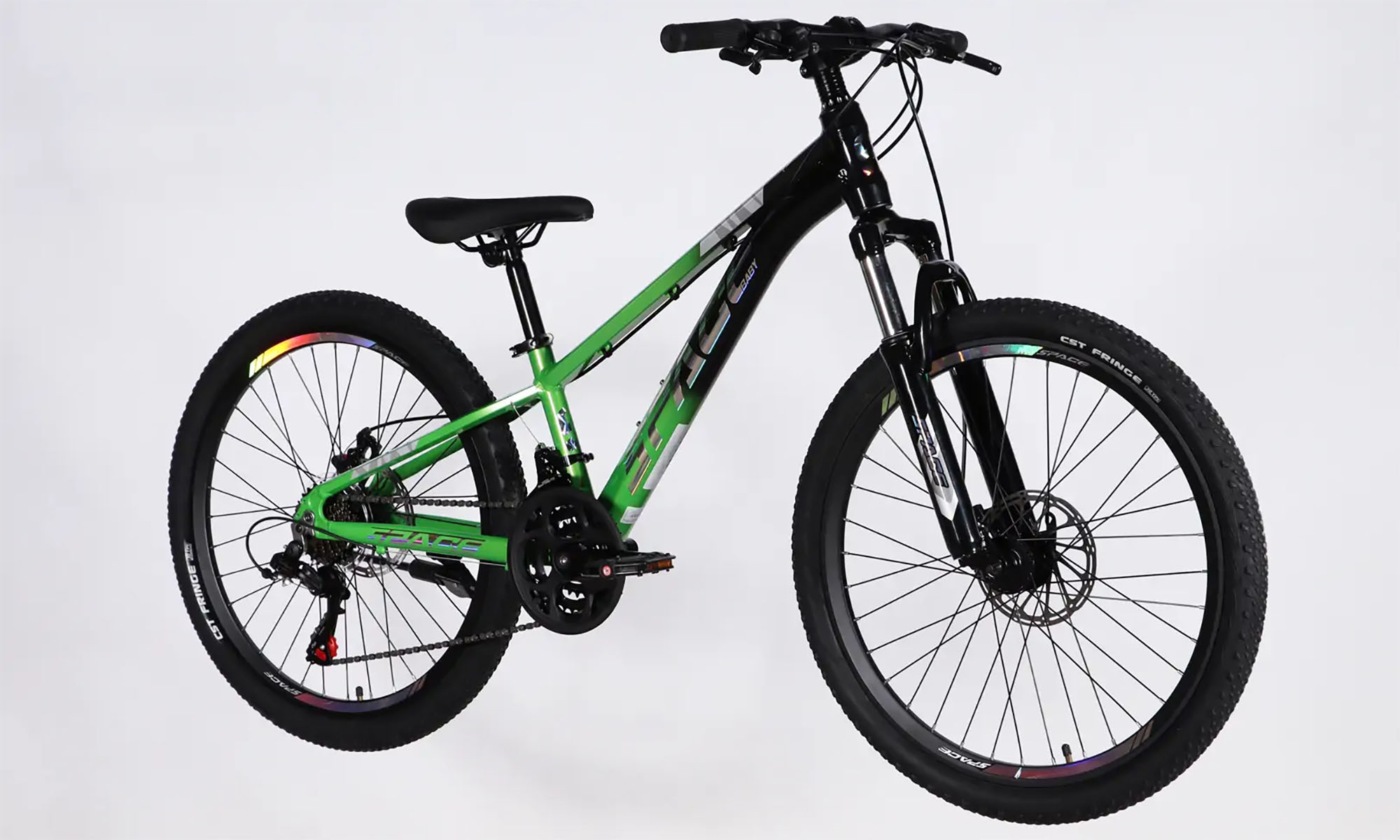 Велосипед SPACE PHAETON DD FR, 24", размер XXS, рама-11", год 2026, зелено-черный 3