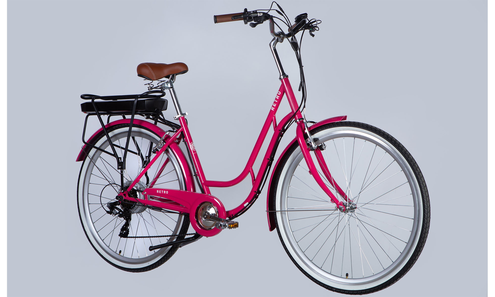 Велосипед с электроприводом Dorozhnik RETRO DD FR 28", размер L, рама-19", 36B, 12.5А*ч, 250Вт, год 2025, розовый 4