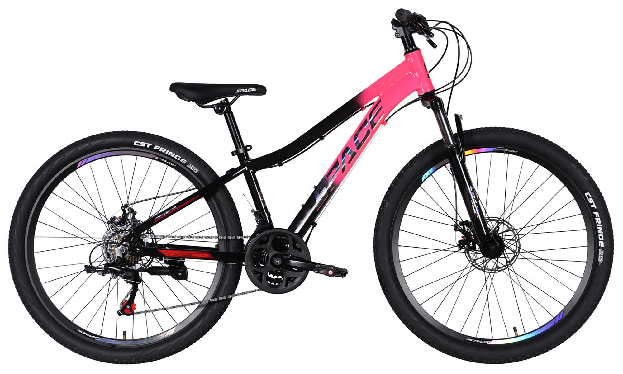 Велосипед SPACE LYRA DD FR, 26", розмір XS, рама-13", рік 2026, рожево-чорний 