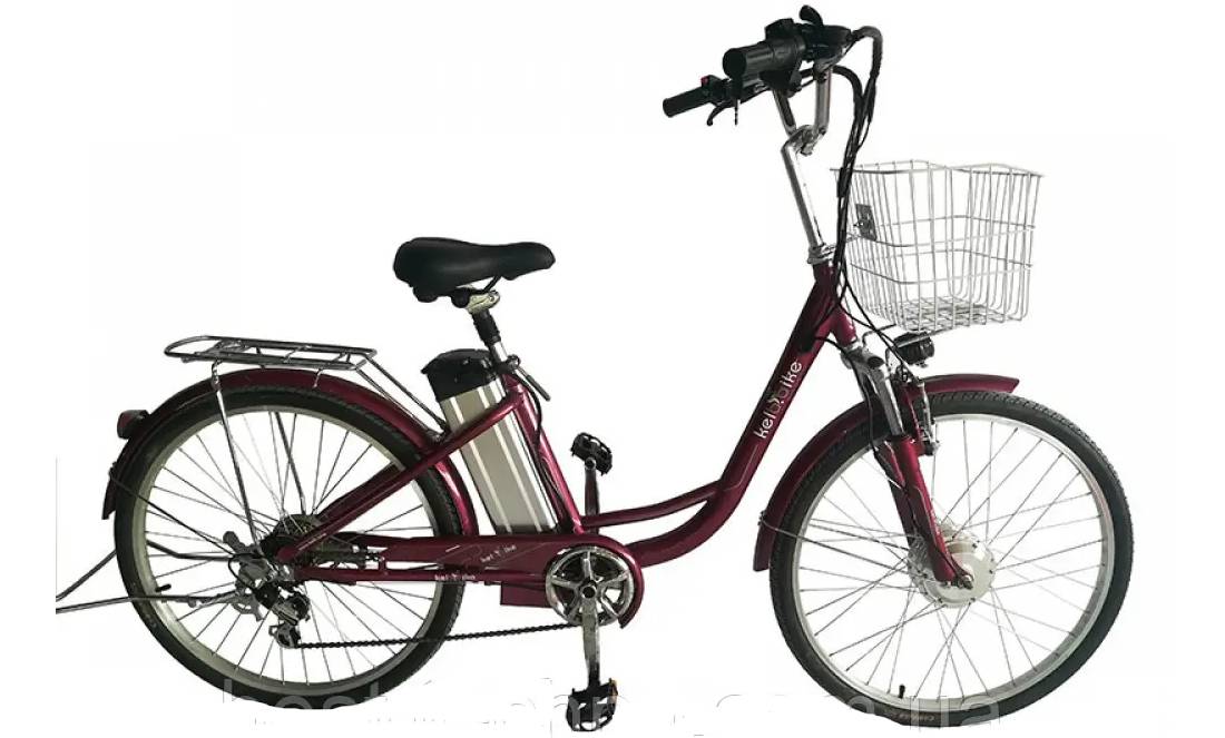 Фотография Электровелосипед дорожный Kelb.Bike Comfort 26" размер М 500W 12Ah 48V +PAS Бордовый