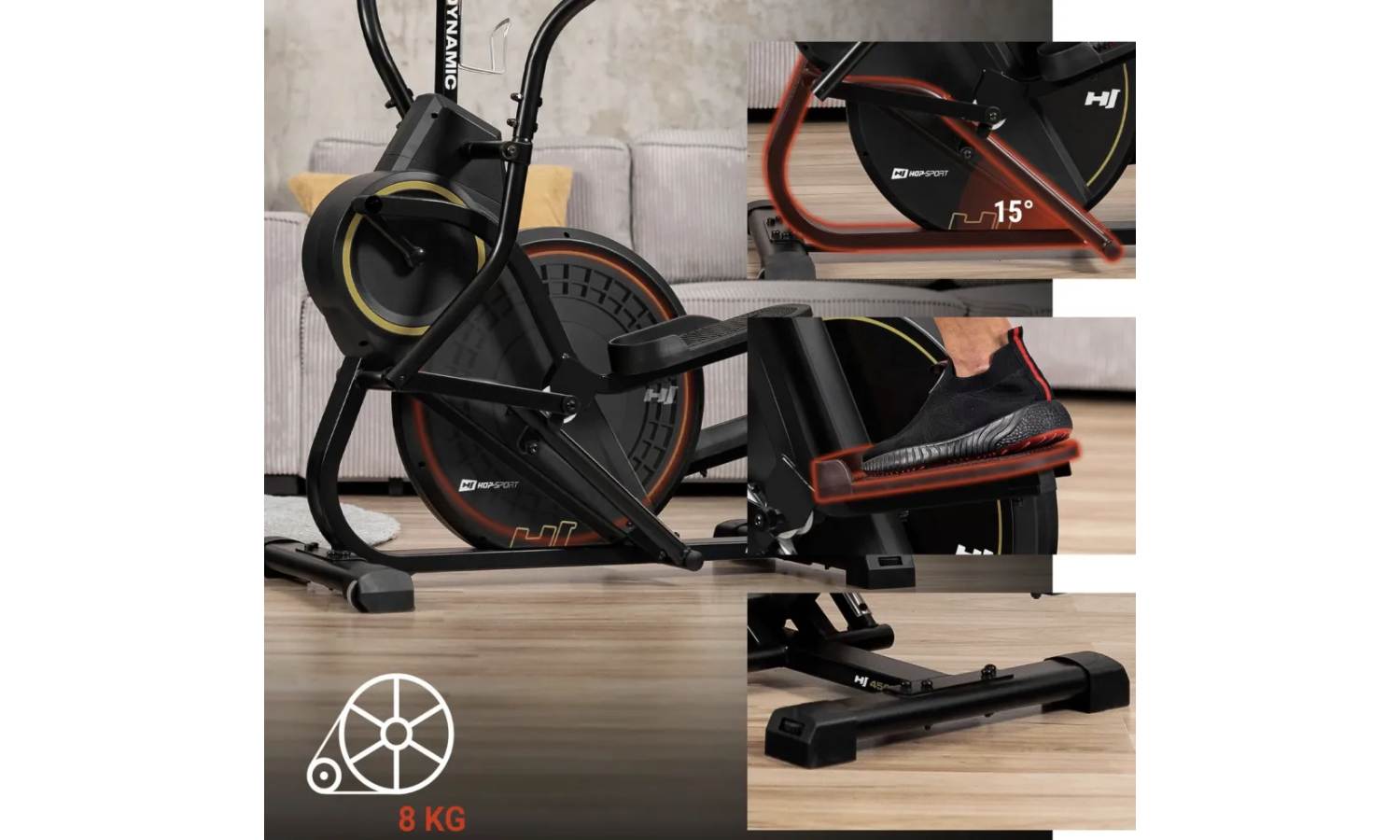 Орбітрек магнітний Hop-Sport HS-450B Dynamic чорно-золотистий 4