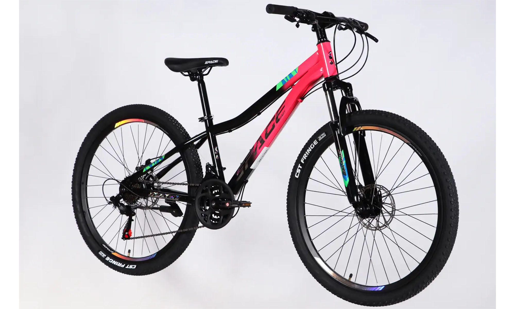 Велосипед SPACE AURORA DD FR 26", розмір XS, рама-13", рік 2026, рожево-чорний 3