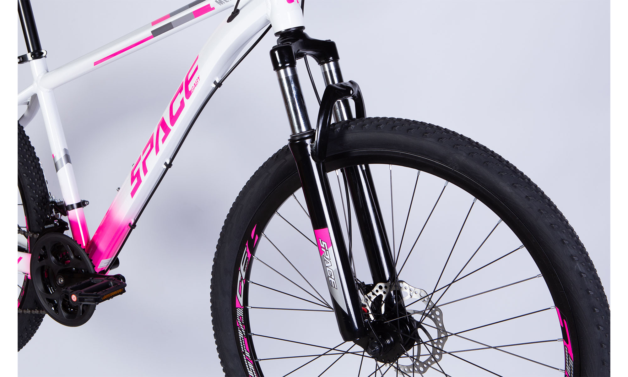 Велосипед SPACE MERCURY DD FR, 27.5", AL, размер M, рама-17", 2025, бело-розовый  4