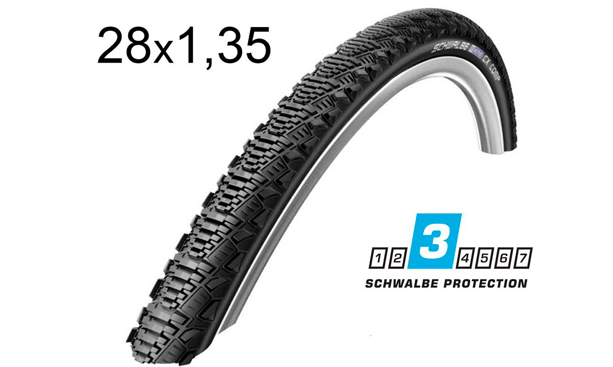 Фотография Покрышка Schwalbe 28x1.35 (35-622) 700x35C CX COMP K-Guard Active B/B-SK HS369 SBC 50EPI black