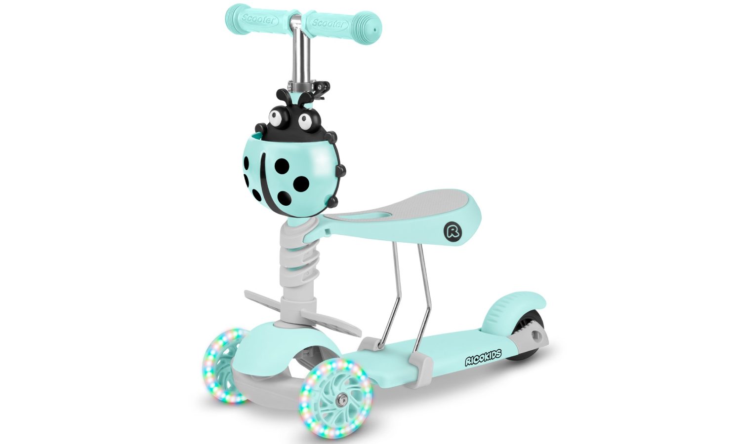 Самокат детский трехколесный Ricokids Buggy мятный 15 Самокат детский трехколесный Ricokids Buggy мятный 15