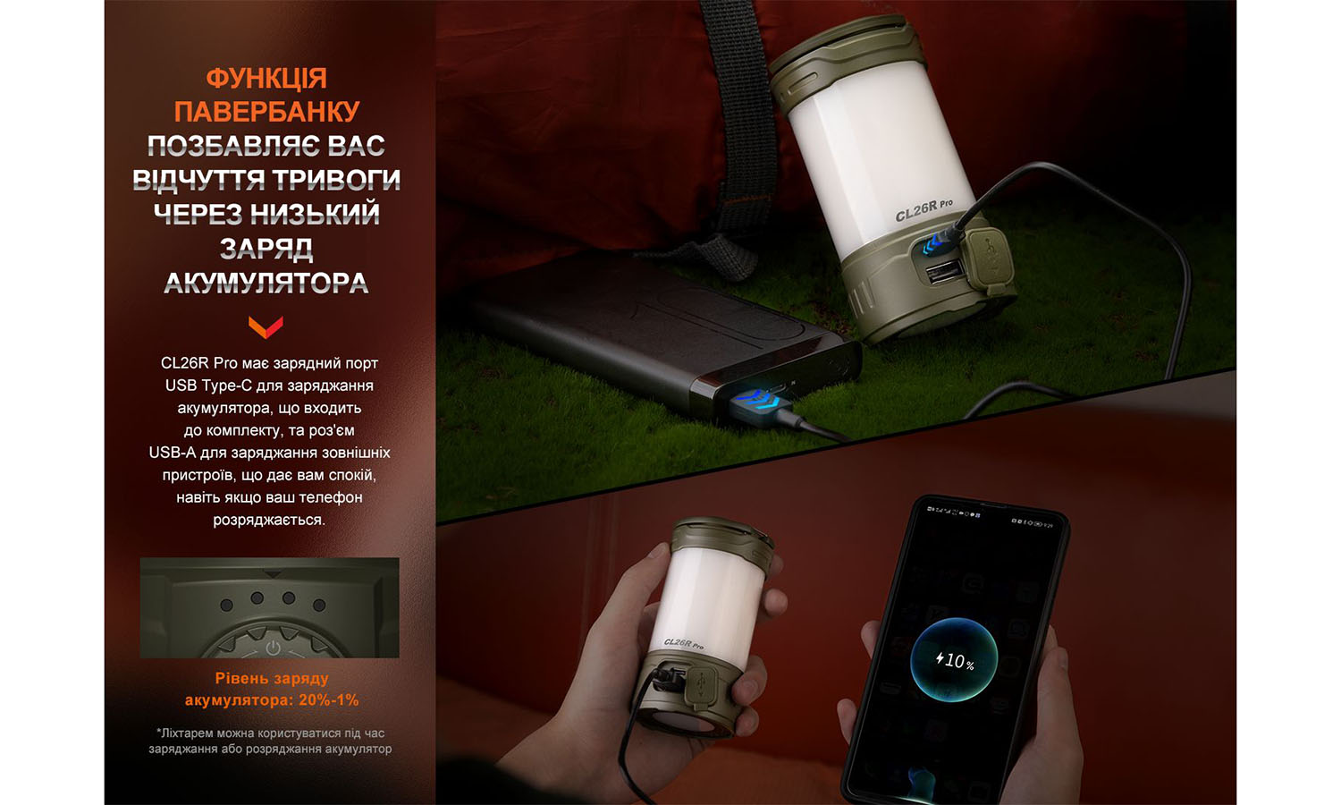 Фонарь кемпинговый Fenix CL26R Pro, темно-зеленый 9 Фонарь кемпинговый Fenix CL26R Pro, темно-зеленый 9