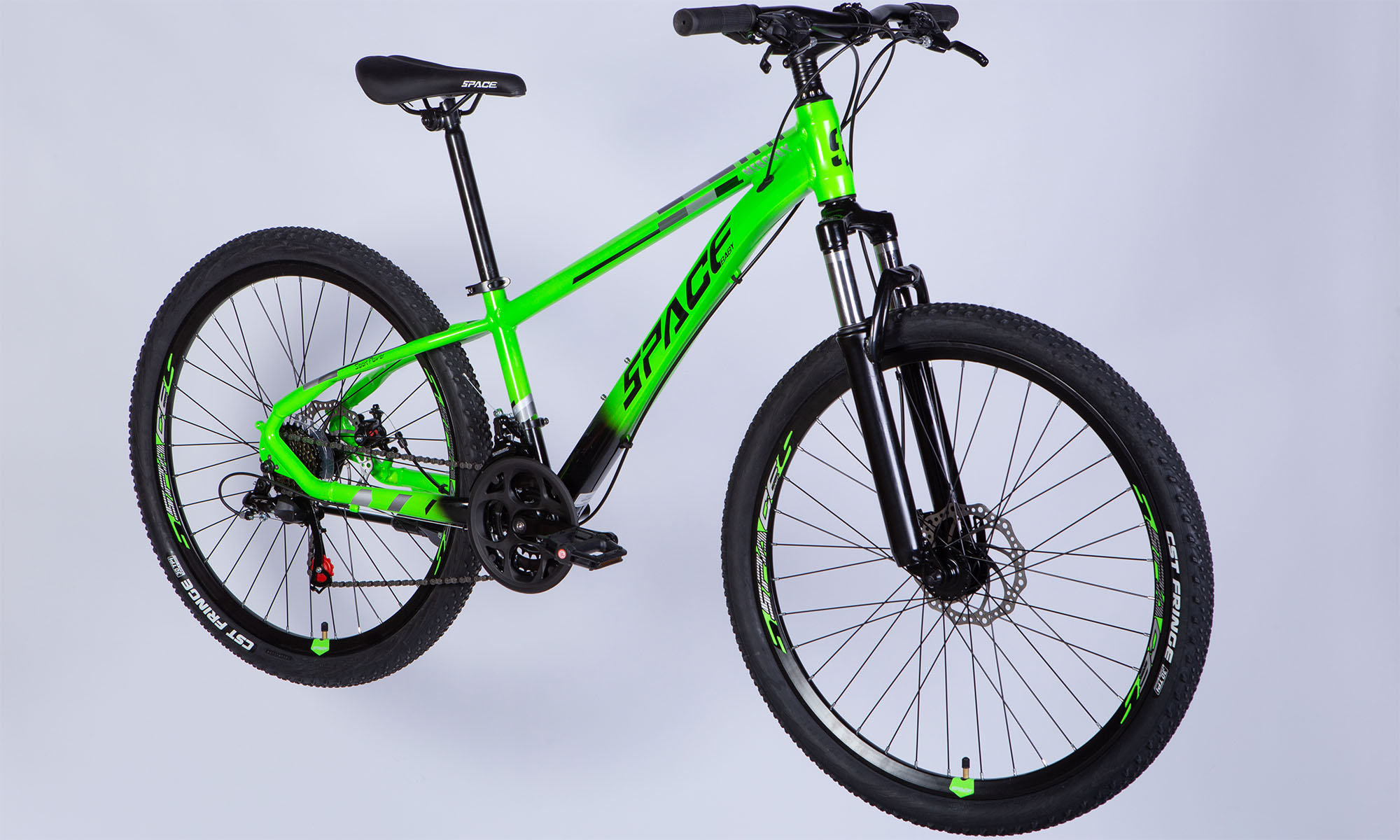 Велосипед SPACE MERCURY DD FR, 26", AL, размер XS, рама 13", 2025, зелено-черный  2