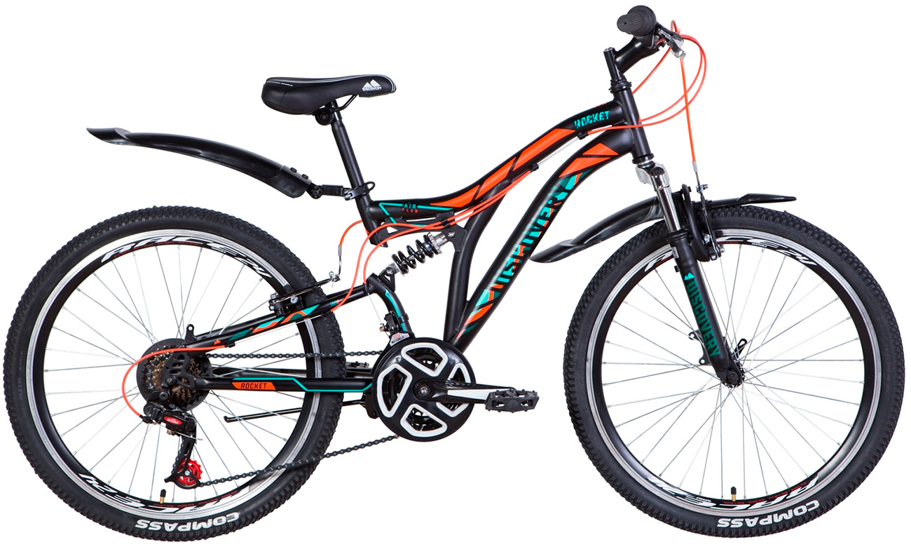 Фотография Велосипед Discovery ROCKET AM2 Vbr 24" (2021) 2021 Черно-оранжевый