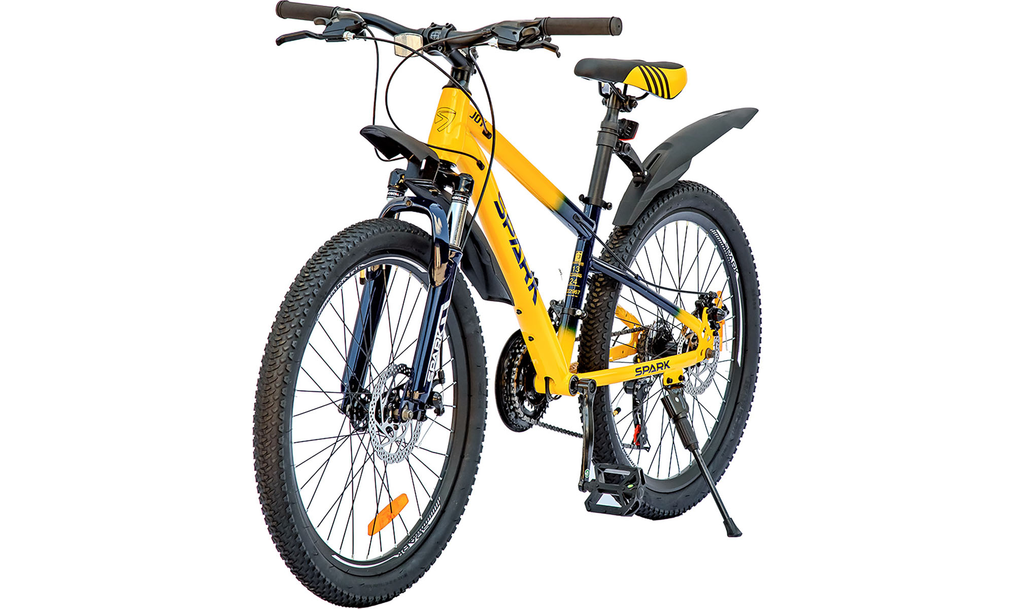 Велосипед SPARK JOY 24", размер XS, рама 13", 2025, желтый с темно-синим 4